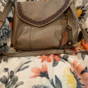 Chala Handbags Vegan Leather Crossbody Bag w/ feather charm